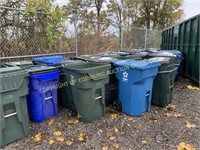 Mixed lot of 95 gallon poly trash cans 
Approx 40