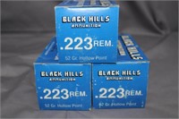 3x$ - .223Rem 52gr HP Black Hills Ammo - 150 round