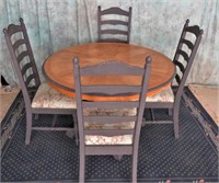 SHABBY CHIC OAK CLAWFOOT TABLE WITH 4 CHAIRS