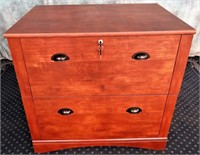 DOUBLE DRAWER WOOD GRAIN FILE CABINET WITH LOCK
