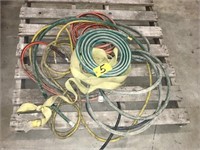 Skid of garden hose, air hoses, vinyl strap - No