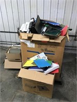 Boxes of office folders, binders, etc - No