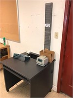 Workstation & contents, time clock, & wall