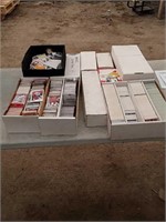 Blue bin of assorted sports cards basketball,