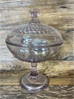 Clear Etched Glass Compote