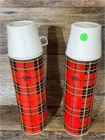Pair of Red Plaid Thermos