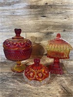 Red/Yellow Compotes & Jeannette Glass Wedding Box