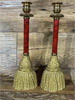 Pair of Hollywood Regency Tassel Candle Sticks