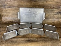 9() Vintage Hammered Aluminum Trays