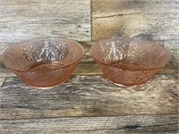 Pair of Pink Depression Glass Bowls