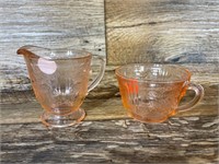 Pink Depression Glass Cream & Cup