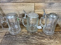 3 Glass Beer Steins (incl. Winston)