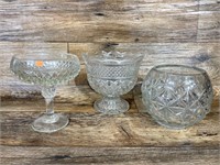 3 Vintage Glass Candy Dishes