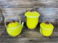 Matching Corn Teapot & Canisters