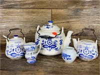 Vintage Blue & White Teapots/Sugar/More