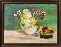 K. McNiff Flower Still Life Oil on Canvas
