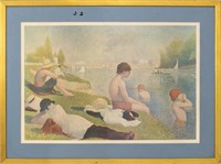Georges Seuret Bathers at Asnieres Lithograph