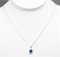 1.50ct. Oval Sapphire Silver Pendant Necklace
