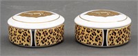 Lynn Chase Porcelain Amazonian Jaguar Boxes, Pair