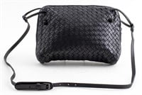 Bottega Veneta Black Leather Intrecciato Handbag