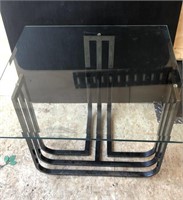 Glass and Metal End table 26 x 26 x 20