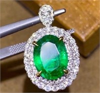 3.2 ct natural emerald pendant 18K gold