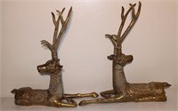Large pair vintage  solid brass reindeer