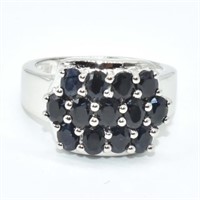 Silver Blue Sapphire (3.3ct) Rhodium Plated Ring (