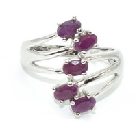 Silver Ruby(2.75ct) Rhodium Plated Ring (~weight 3