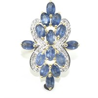 Gold plated Silver Blue Sapphire White Topaz(3.6ct
