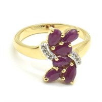 Gold plated Silver Ruby White Topaz(1.8ct) Gold Rh