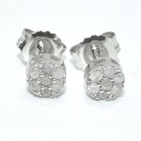Silver Diamond(0.3ct) Rhodium Plated Earrings (~we