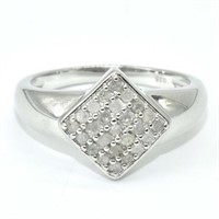 Silver Diamond(0.35ct) Rhodium Plated Ring (~weigh