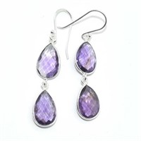 Silver Amethyst (20.5ct) Hand Made Earrings (~weig