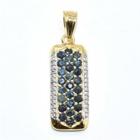 Gold plated Silver Blue Sapphire(3.6ct) Gold Rhodi