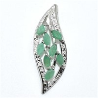 Silver Emerald(1.8ct) Rhodium Plated Pendant (~wei