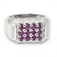 Silver Ruby(1.85ct) Rhodium Plated Ring (~weight 8