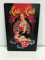 Lady Luck tin sign 8” x 12”