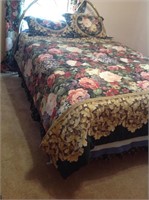 floral comforter bed set w/shams, bedskirt, sheets