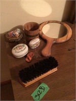 dresser items & hand mirror