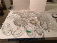 Glass relish trays, deviled egg, & more