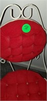 VINTAGE WHITE WIRE RED CUSHION VANITY CHAIR
