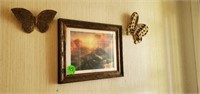 THE CROSS - WOOD FRAMED PICTURE AND BUTTERFLYS