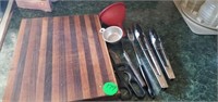 CUTTING BOARD AND TONGS/ EXTRAS