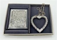 WHITING and DAVIS2” Silver Heart Pendant & 2.75”