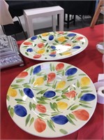 Large flowered serving platters (2)