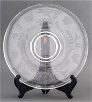 Etched Glass Cake Plate