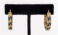 Gold-Over-Silver Irradiated Diamond Hoop Earrings