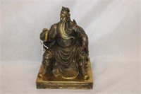 Bronze Statue of a Sitting Chinese Warrior