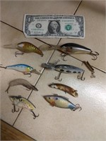 Lot of vintage fishing lures. 8 pieces.